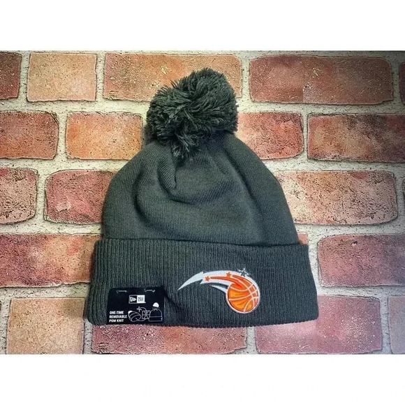 New Mens New Era NBA Orlando Magic Beanie Hat with Pom One Size Gray Color - Picture 1 of 5